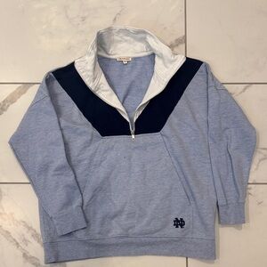 Notre Dame Blue and White Quarter-Zip Sweater